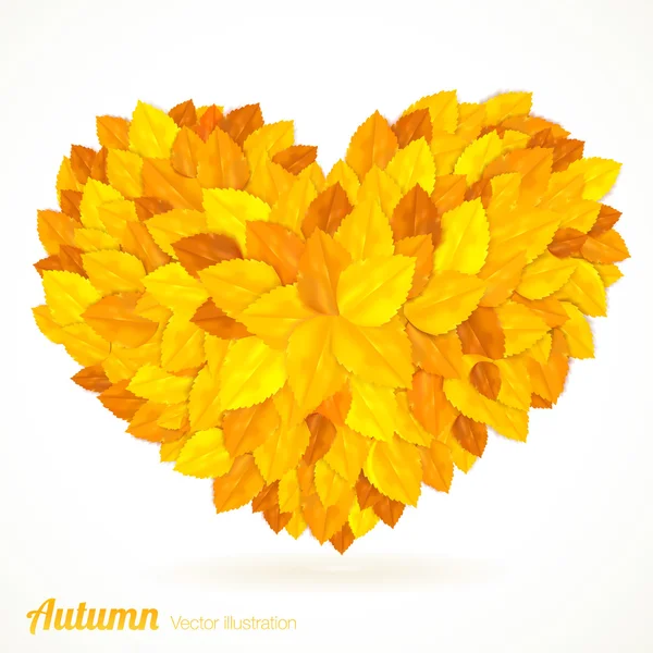 Symbole coeur dans les feuilles d'automne . — Image vectorielle