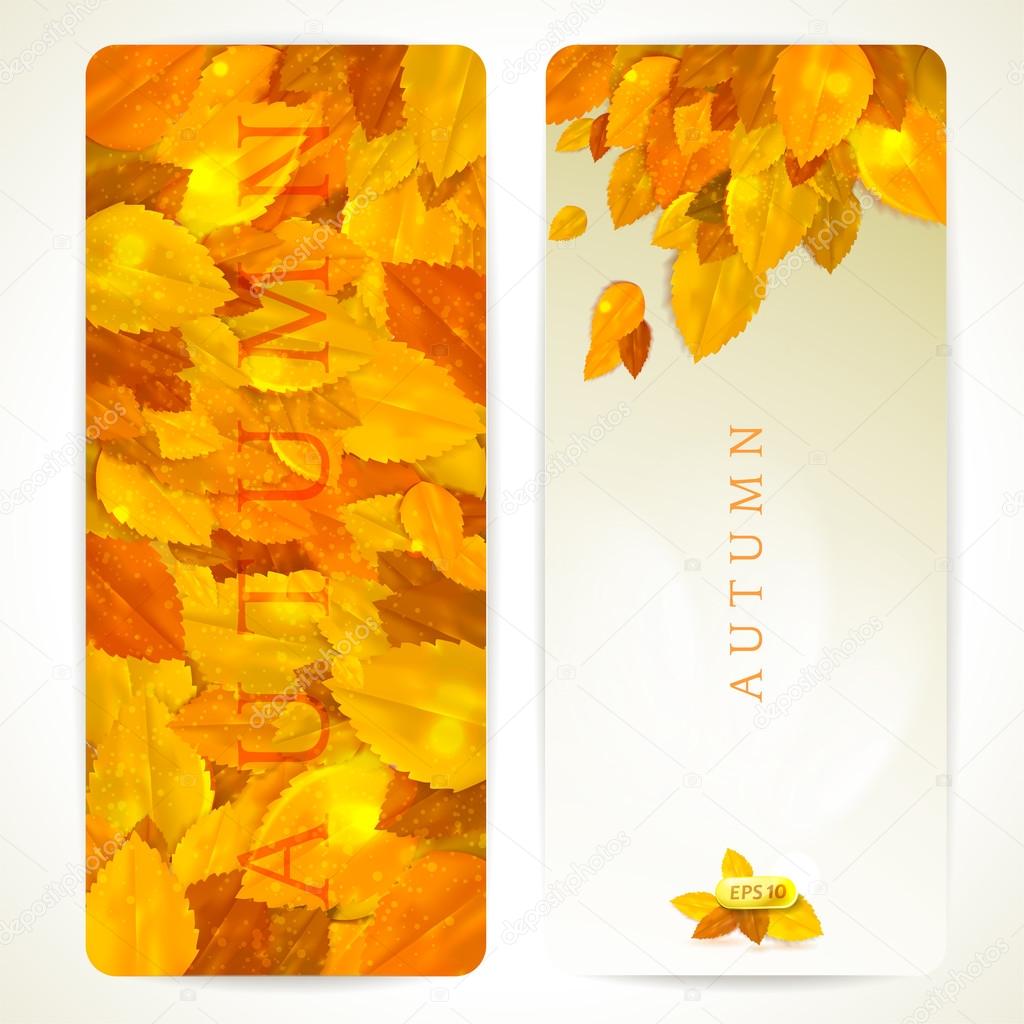 Set of vector banners with autumn leaves.