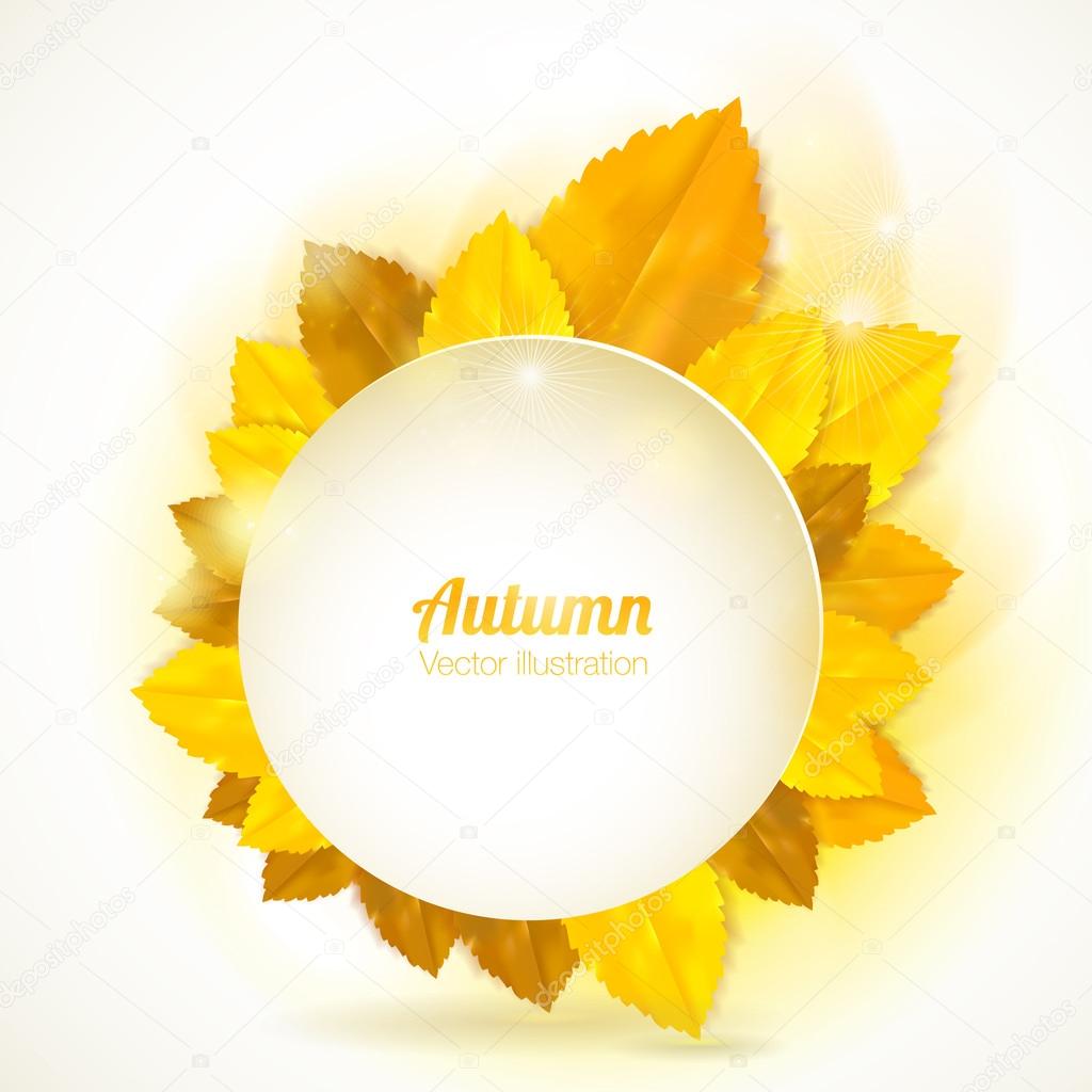 Vector natural background. Round frame with autumn leaves.