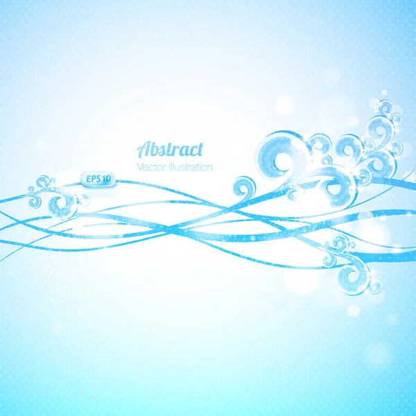Fond bleu abstrait avec vagues et tourbillons. Illustration vectorielle . — Image vectorielle