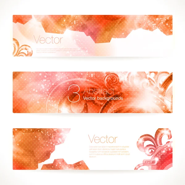 Set of red abstract vector banners. — Stock Vector