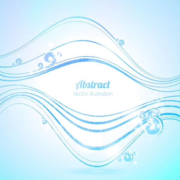 Fondo azul abstracto con olas y remolinos. Ilustración vectorial . — Vector de stock