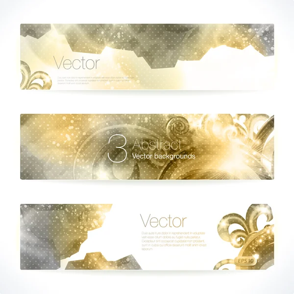 Conjunto de banners vetoriais abstratos dourados . — Vetor de Stock