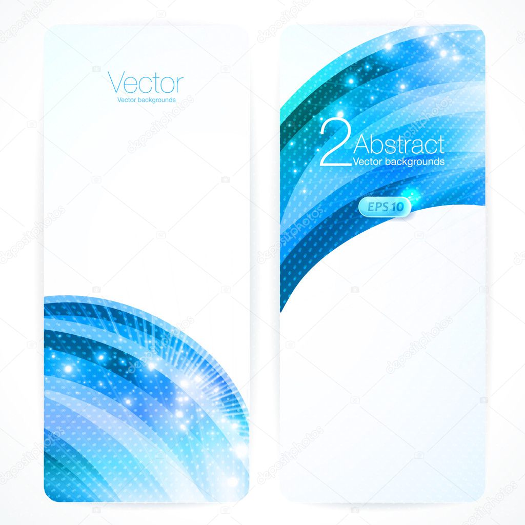 Set of abstract blue vector banners.