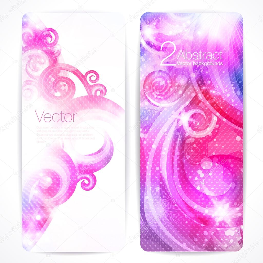 Set of pink abstract vector banners.