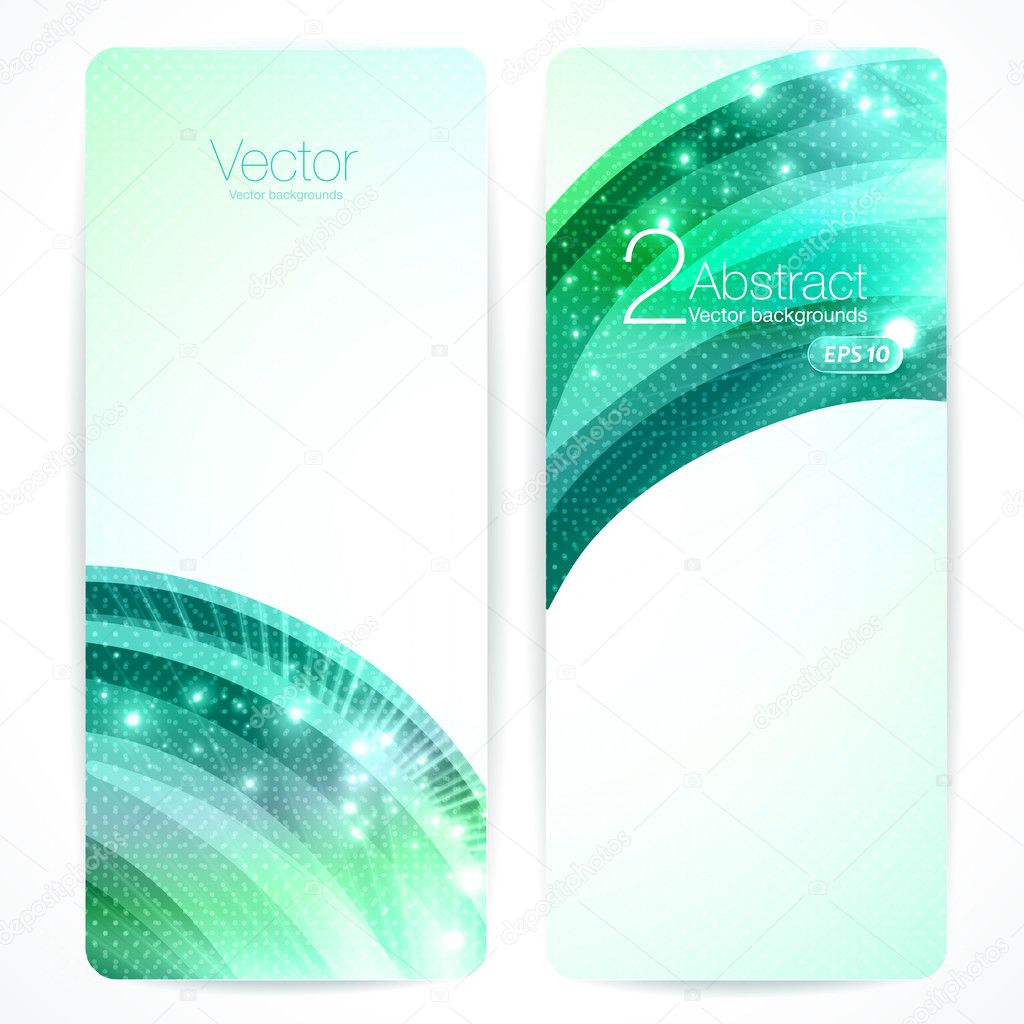 Set of green abstract vector banners.