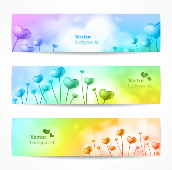 Bannières vectorielles avec coeurs . Graphismes Vectoriels