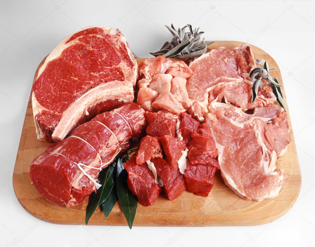 Tray of assorted red meat