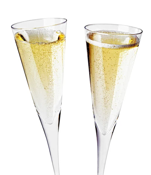 Dois copos de champanhe, de perto. — Fotografia de Stock