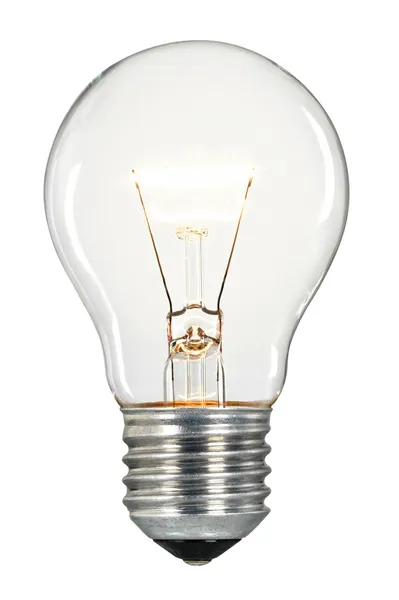 Single glowing glass light bulb — Stock Photo, Image