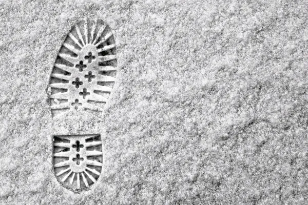 Single footprint in snow — Stock Photo, Image