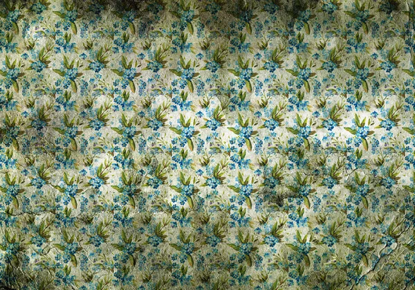 Vintage wallpaper with little blue flowers — Stock Photo, Image