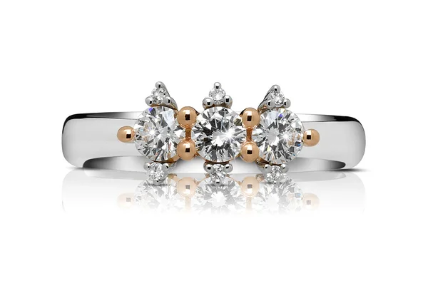 Ring with trilogy of diamonds — Stock Photo, Image