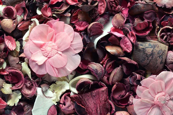 Dried pink potpourri background — Stock Photo, Image