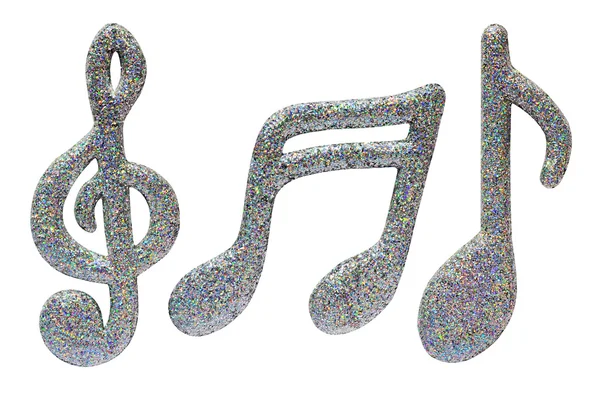 Note musicali brillantini d'argento — Foto Stock