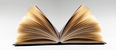 Close-Up gri arka plan üzerine açık bir kitap