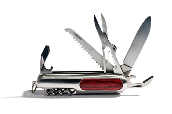 Multipurpose steel pocket knife Stock Photo