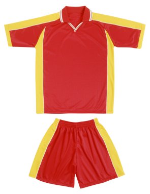 Kırmızı ve sarı spor üniforma