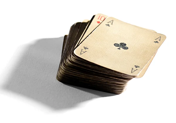 Deck of old vintage playing cards — Stock Photo, Image