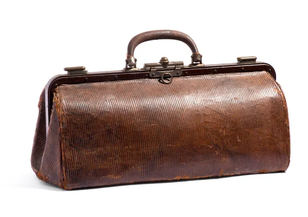 Old brown doctors bag or holdall — Stock Photo, Image