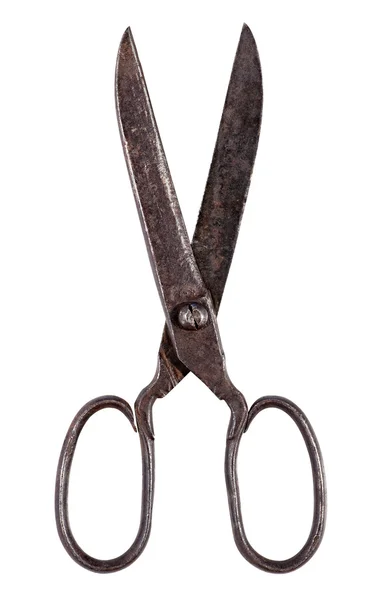 Pair of open steel scissors — Stock Photo, Image