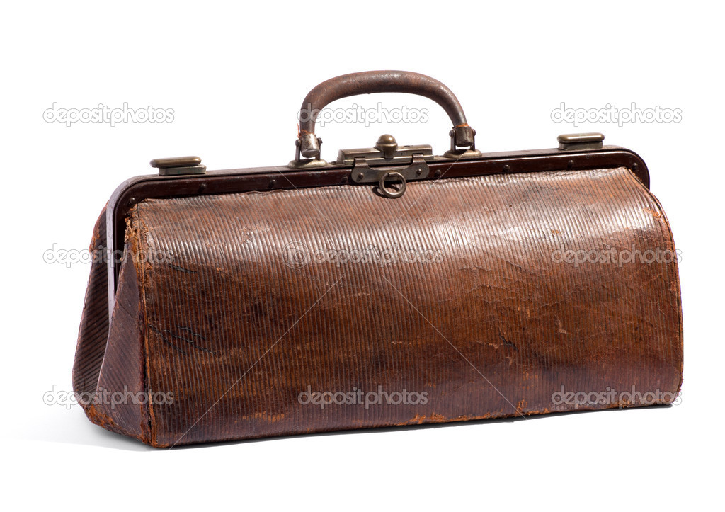 Old brown doctors bag or holdall