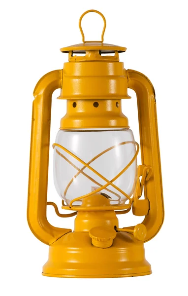 Yellow metal hurricane lamp — Stock Photo, Image