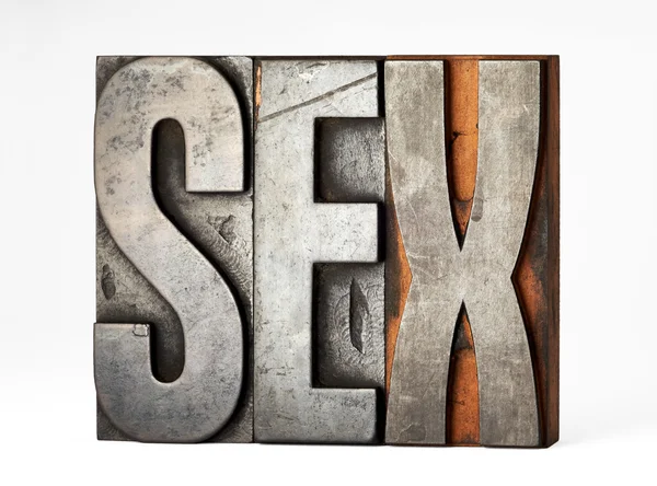 Vintage printers blocks or sorts spelling - Sex — Stock Photo, Image