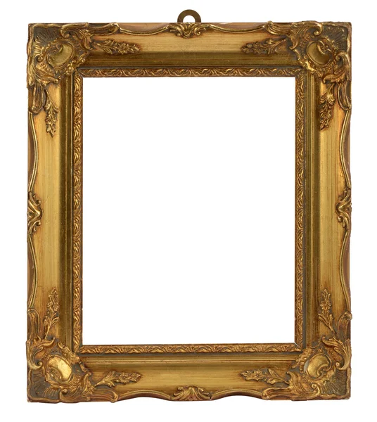 Empty vintage golden frame with floral ornaments — Stock Photo, Image