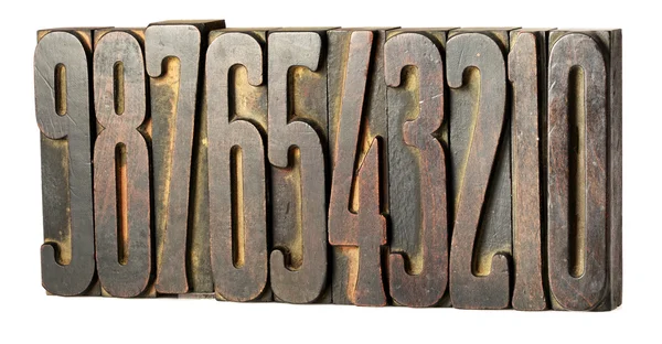 Zestaw starych drukarek bloki z numerami — Zdjęcie stockowe