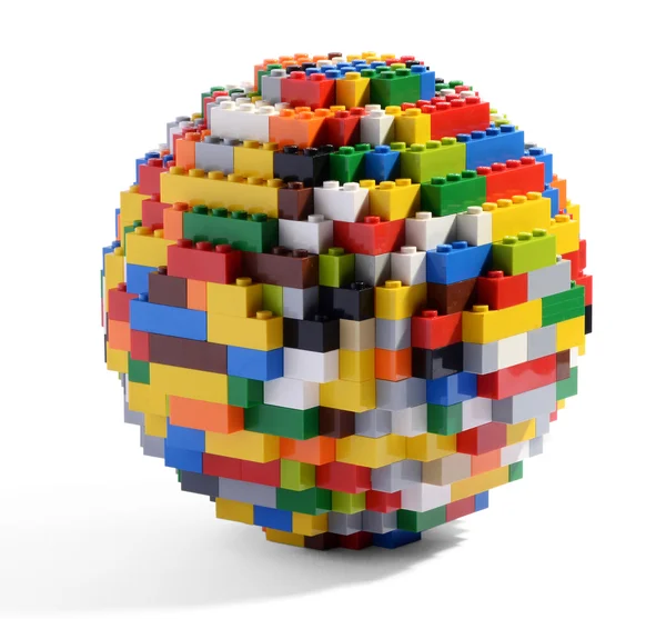 Globe of gebied van veelkleurige lego blokken Stockafbeelding