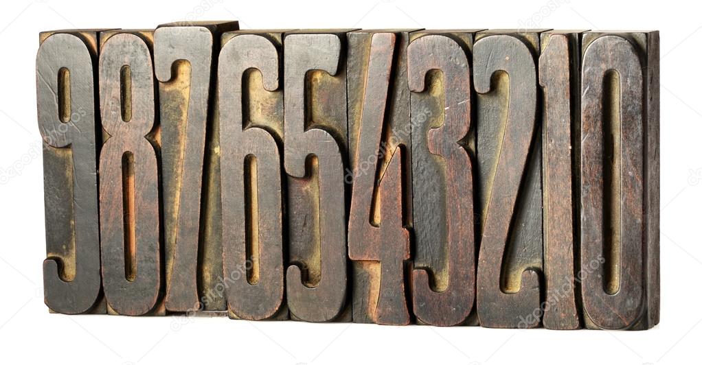 Set of old printers blocks with numbers