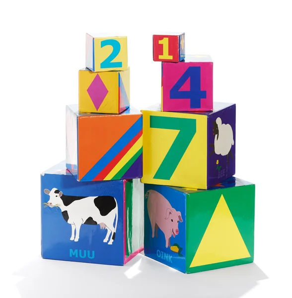 Colorful educational childrens building blocks — Stock Photo, Image