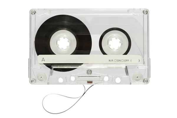 Cassette Audio Vintage Avec Boîtier Plastique Transparent Bande Noire Sur — Photo