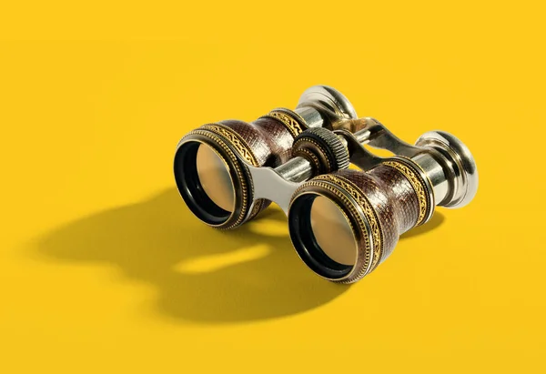 Pair Small Vintage Binoculars Opera Glasses Metal Frame Magnifying Objects — Stock Photo, Image