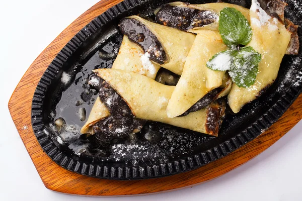 Pancakes with poppy seeds and nuts — Stock Photo, Image