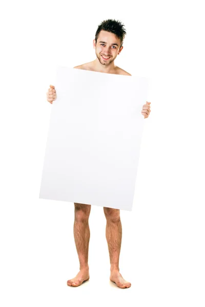 Lustiger Typ mit einem Blatt weißem Papier — Stockfoto