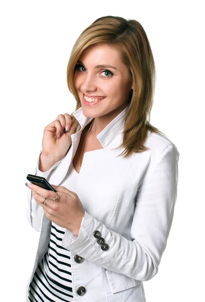 Beautiful girl with mobile phone — Stock Photo, Image