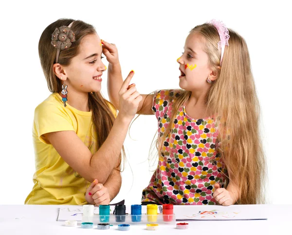 Two girls painted — Stock Photo, Image