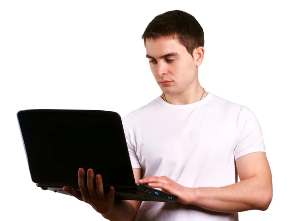 Uomo con laptop — Foto Stock