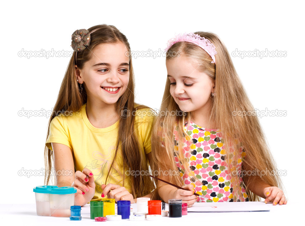 two girls painted