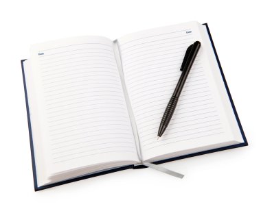 açık defter kalem ile