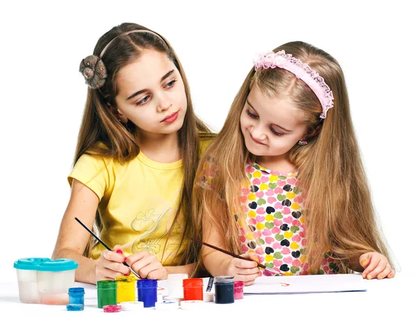 Two girls painted — Stock Photo, Image