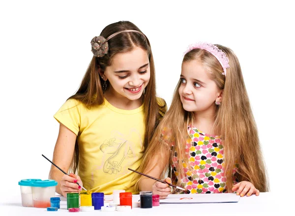 Two girls painted — Stock Photo, Image