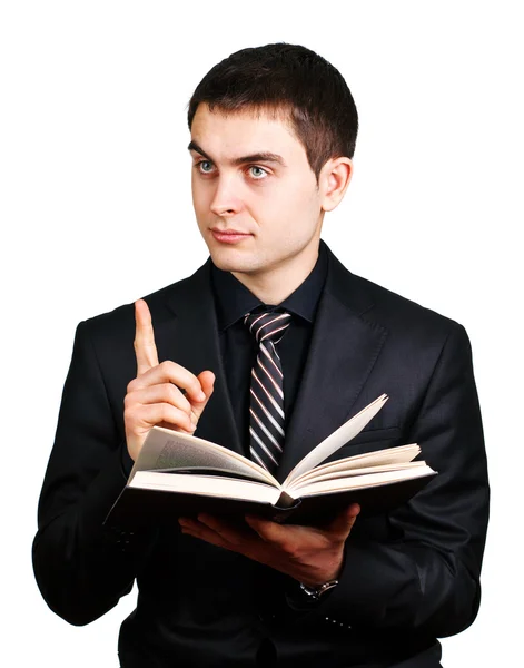 Biznesmen, który czyta książki — Zdjęcie stockowe