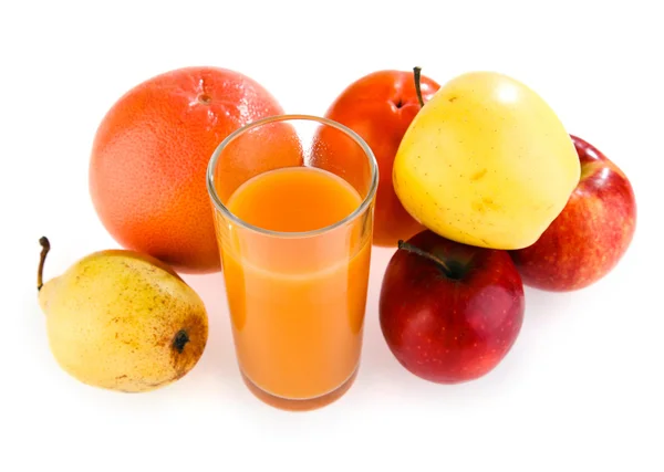 Fruta y vaso de jugo — Foto de Stock