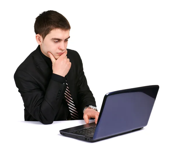 Conceived businessman with laptop — Stock Photo, Image