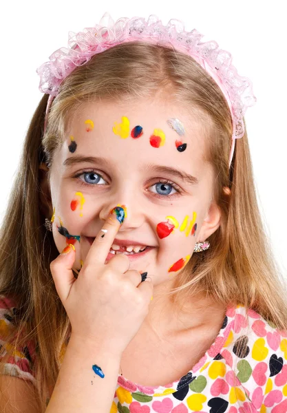 Girl painted paints — Stock Photo, Image