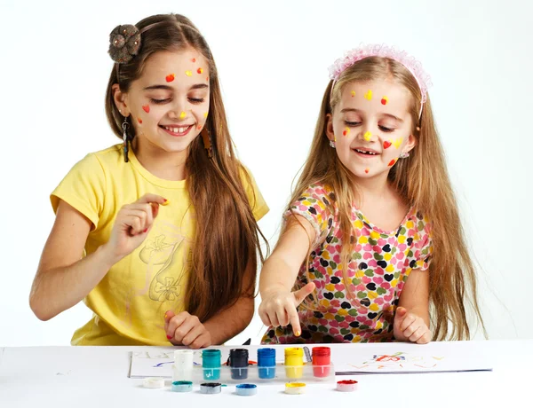 Two girls painted — Stock Photo, Image