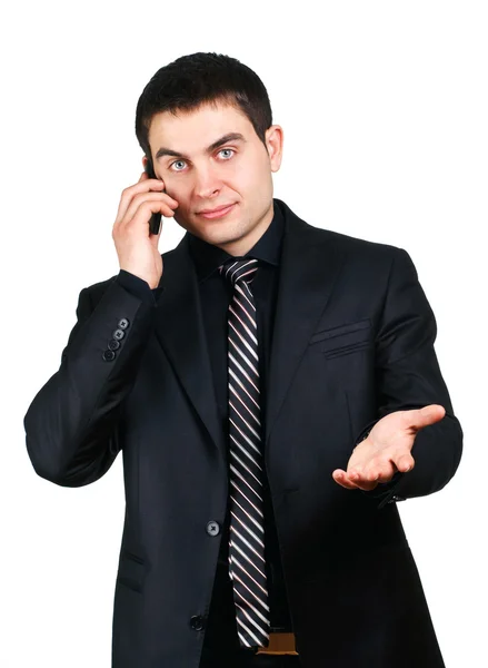 Business man says over the phone — Stock Photo, Image